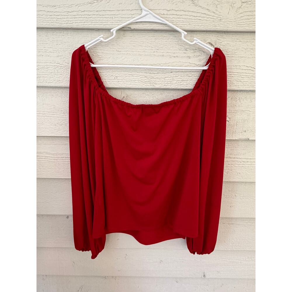 Eloquii Red Tie Front Long Sleeve Blouse Size 14/16 Plus Size Statement Top - Picture 8 of 8